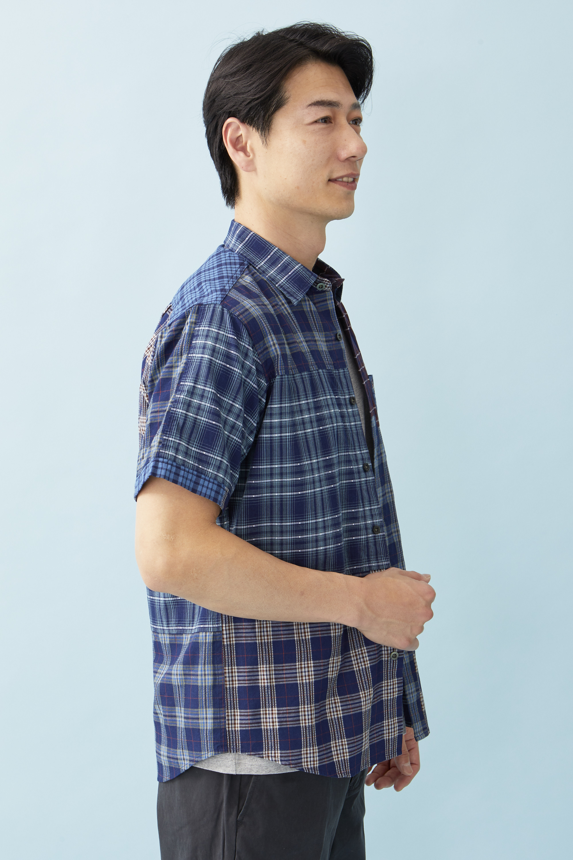 インディゴクレイジーチェックシャツ【キングサイズ】 - ハッシュパピーアパレル公式通販サイト