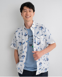 【JAPAN FABRIC】リップルリゾートプリントシャツ【キングサイズ】