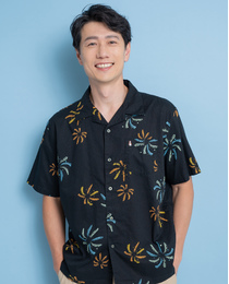 【JAPAN FABRIC】パナマ花火プリントオープンカラーシャツ