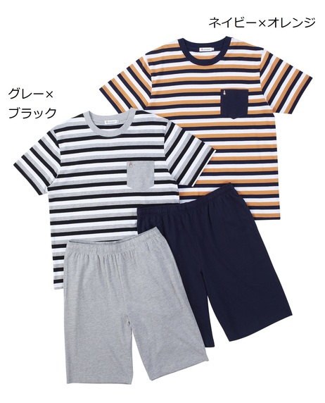 ボーダー半袖Tシャツ スーツパジャマ