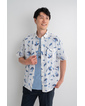 【JAPAN FABRIC】リップルリゾートプリントシャツ