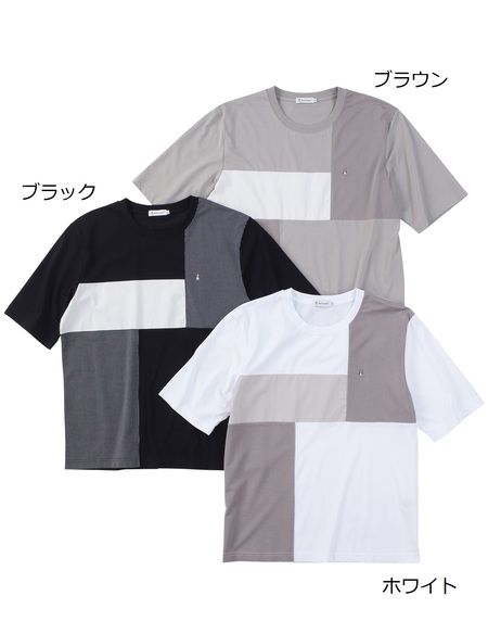 天竺ブロック切替５分袖Tシャツ