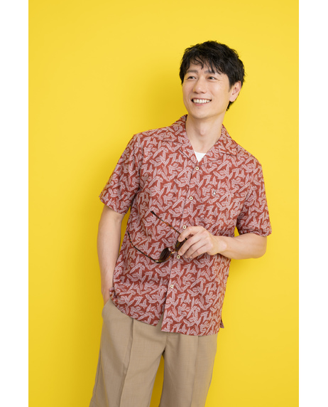 【JAPAN FABRIC】ドビーリーフ柄PTオープンカラーシャツ【キングサイズ】