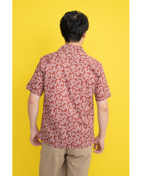 【JAPAN FABRIC】ドビーリーフ柄PTオープンカラーシャツ